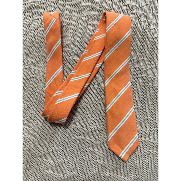 The Original Penguin orange striped linen tie - Picture 1 of 5